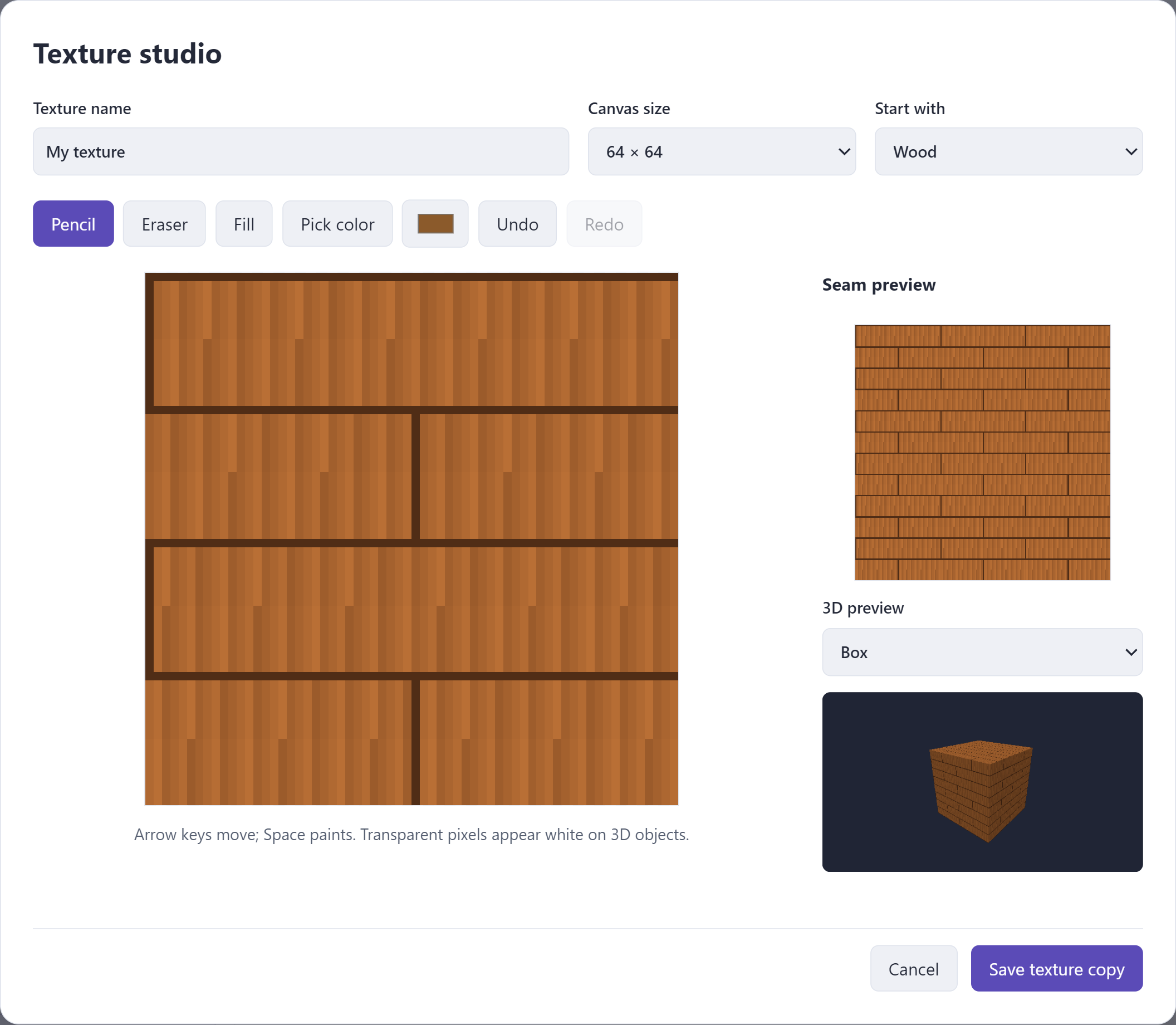 Pliro Texture studio with a painted pattern and 3D preview